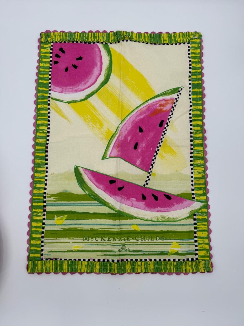 MacKenzie-Childs Watermelon Dish Towel Summer Kitchen Cotton